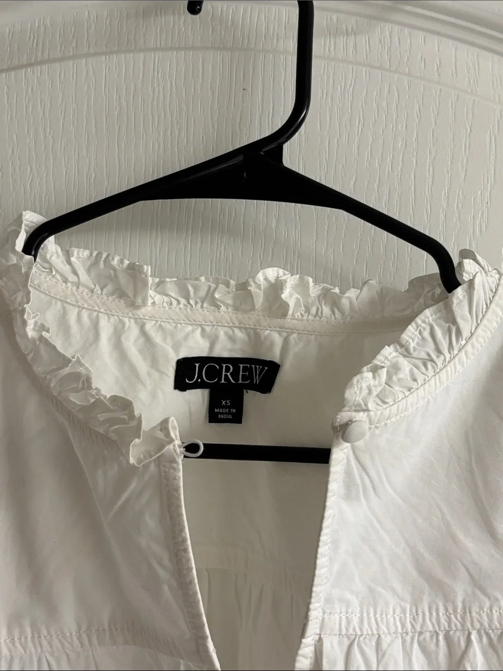 J. Crew Cream Ruffle-Neck Puff Sleeve Top